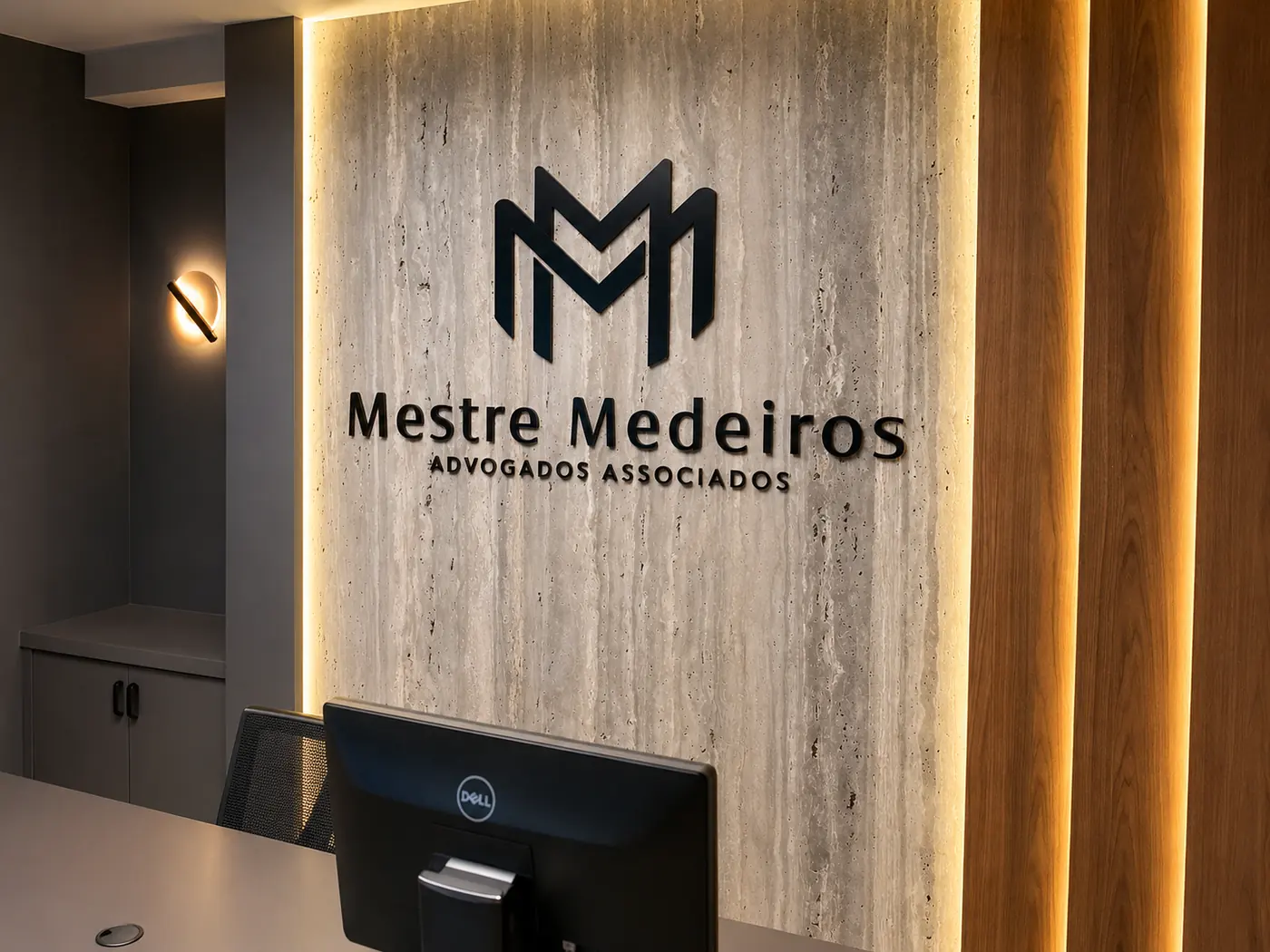 Letras caixa em recepção